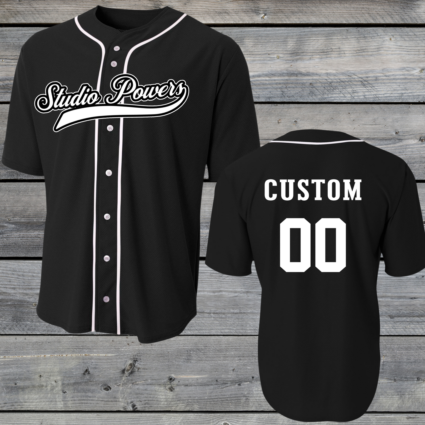 Studio Powers-CUSTOM JERSEY-Short Sleeve Full Button Baseball Top
