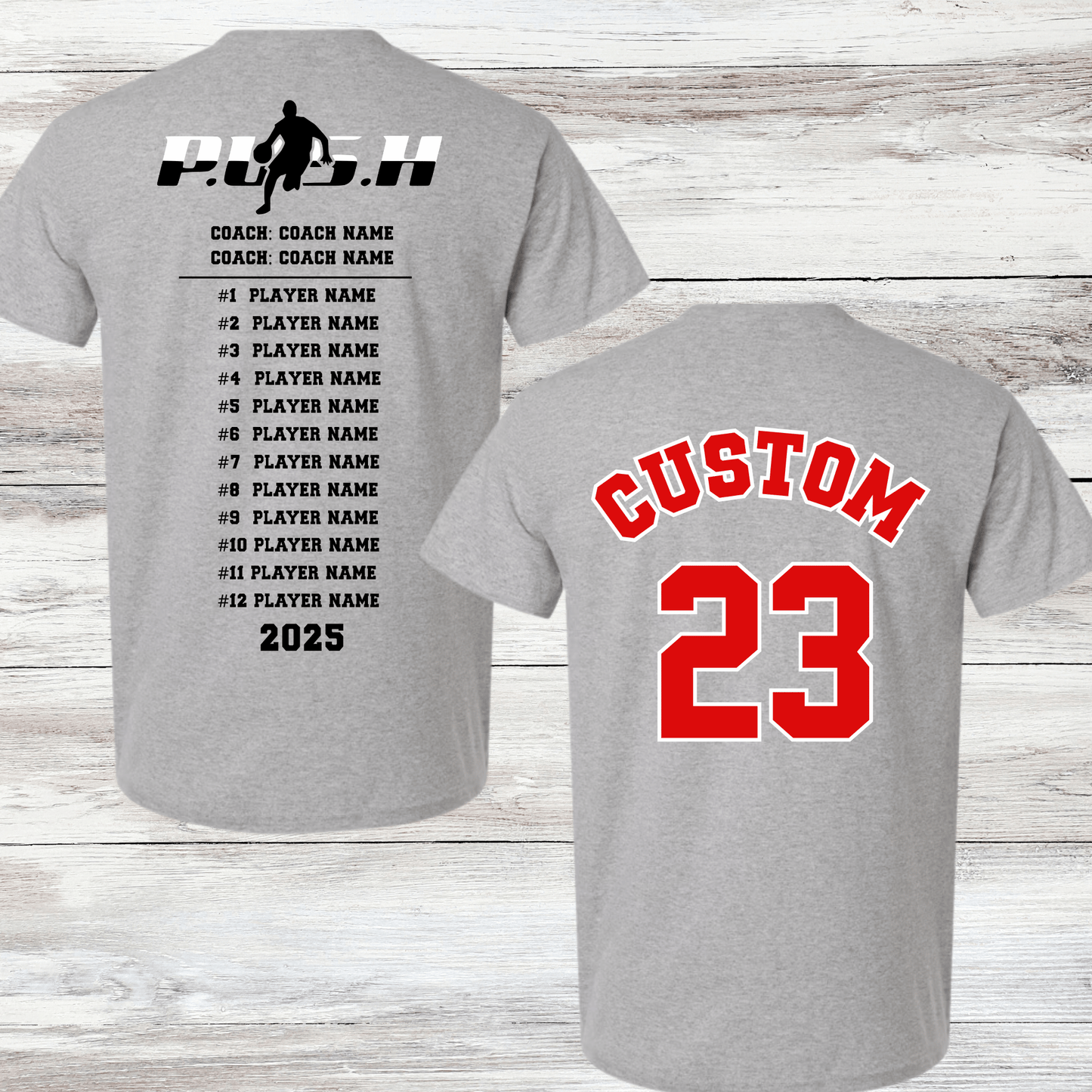PUSH Basketball Design 7- Hooded T-Shirts (Sleeveless, Short and Long Sleeve)