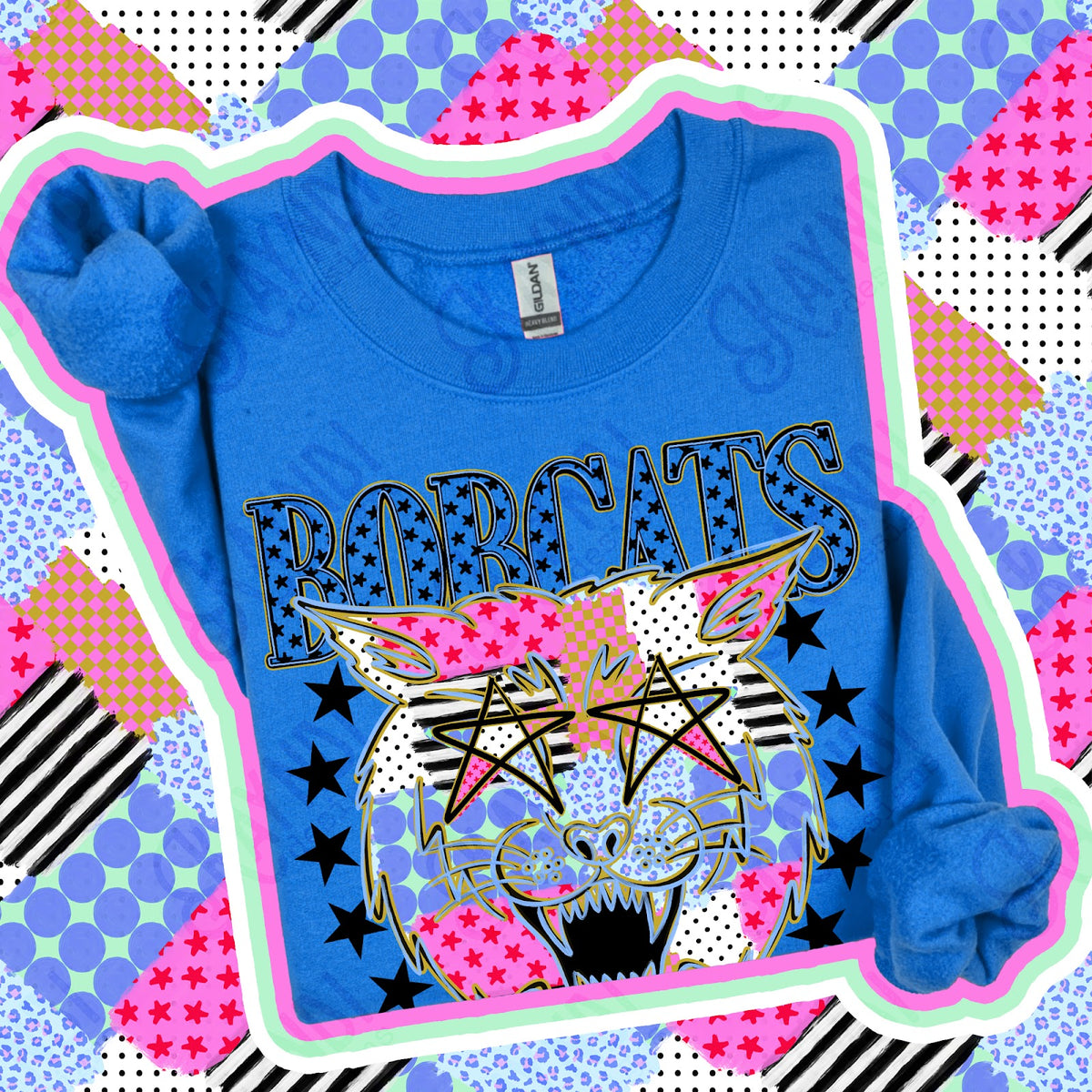 Patchwork Varisty Stars Bobcats Top