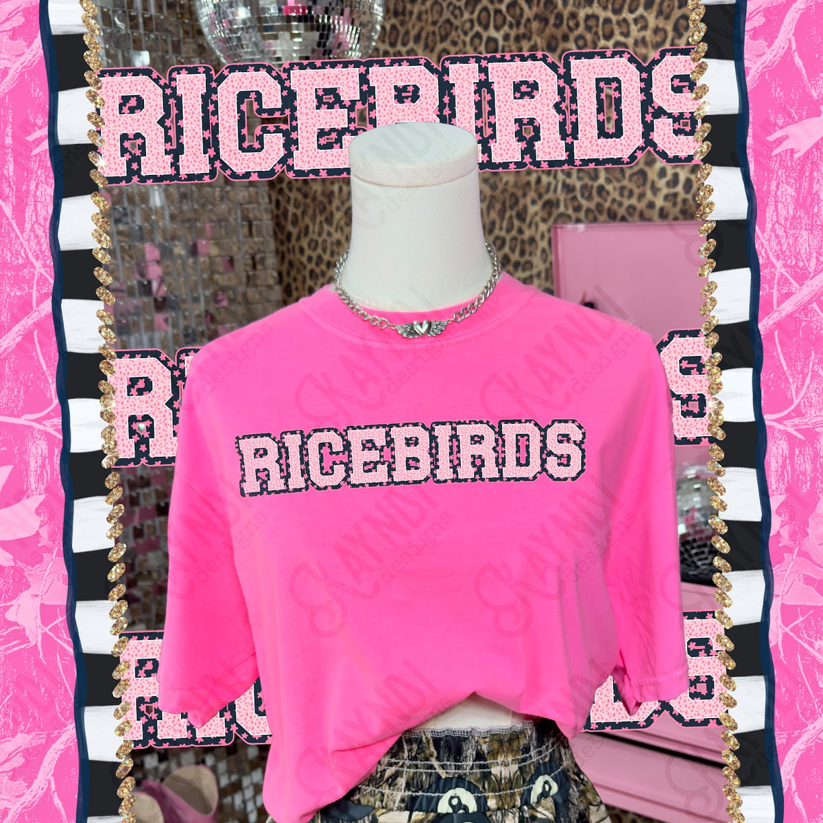 Varsity Stars Ricebirds TropCowg CC Neon Pink Top