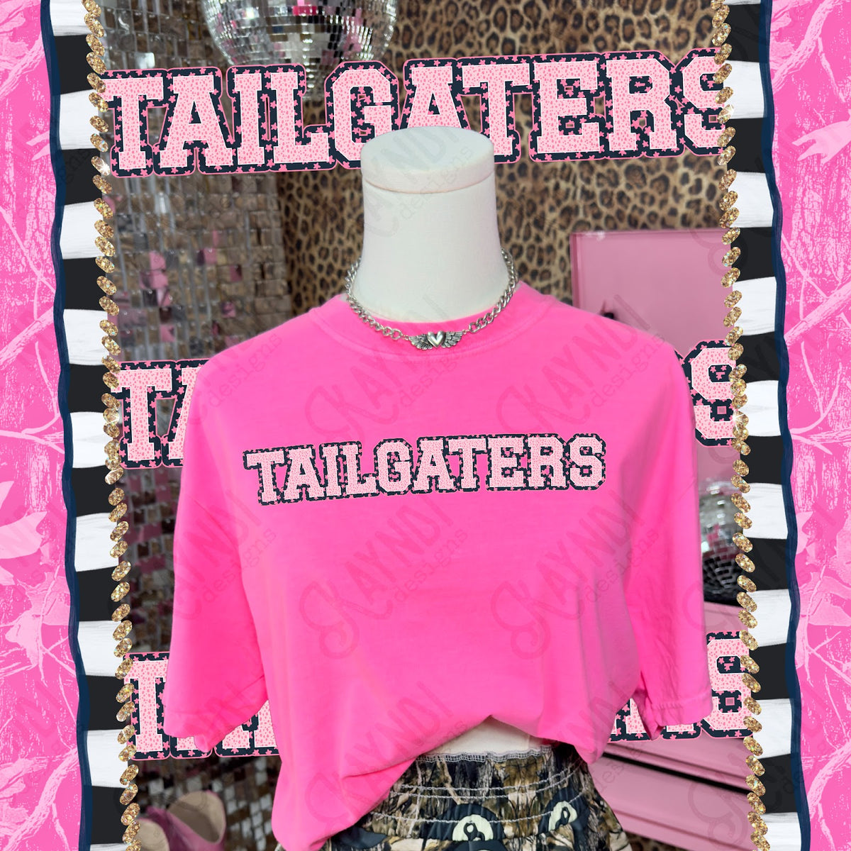 Varsity Stars Tailgaters TropCowg CC Neon Pink Top