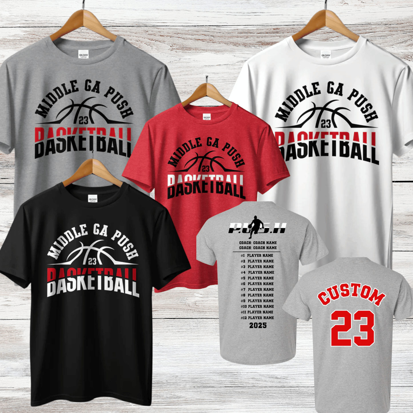PUSH Basketball Design 6- Short Sleeve/ Long Sleeve Shirts