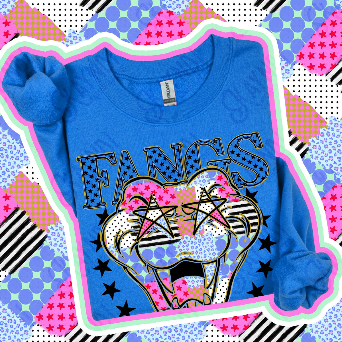 Patchwork Varisty Stars Fangs Top
