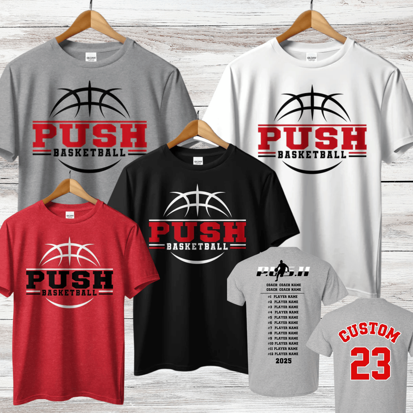 PUSH Basketball Design 7- Short Sleeve/ Long Sleeve Shirts