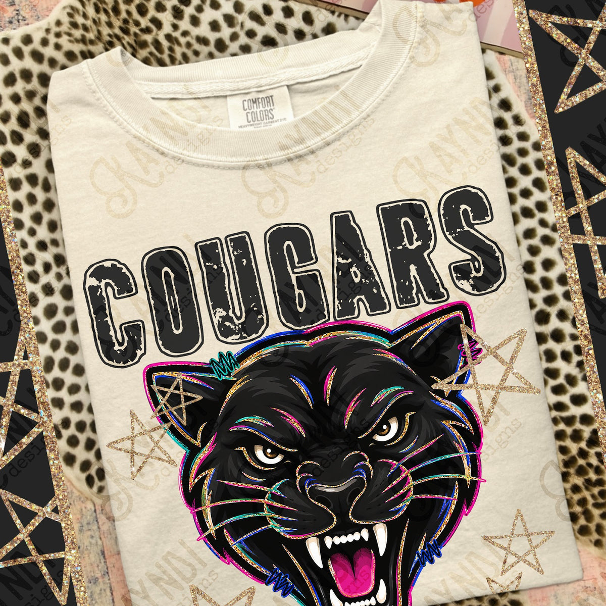 Grunge Varsity Cougars 3 Top