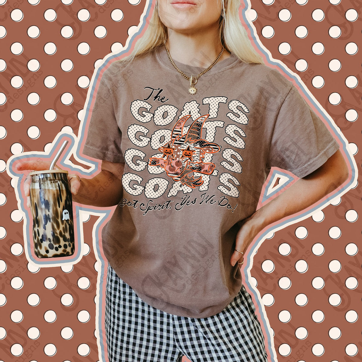 Patchwork Pumpkin Spirit Goats Top