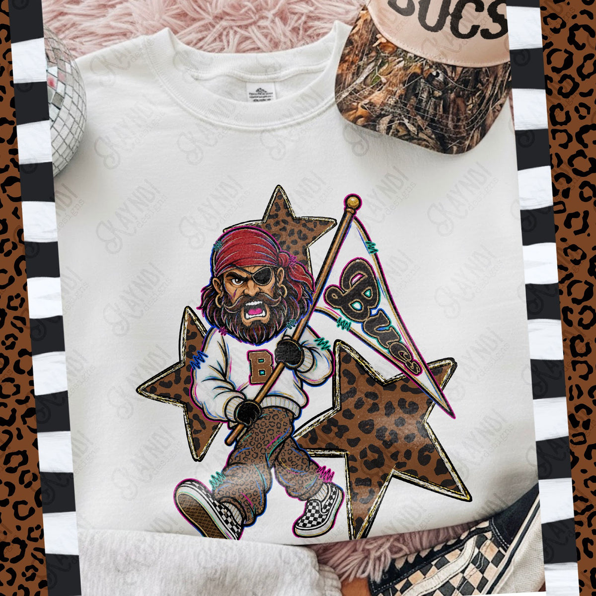 Leopard Sweats Bucs 3 Top