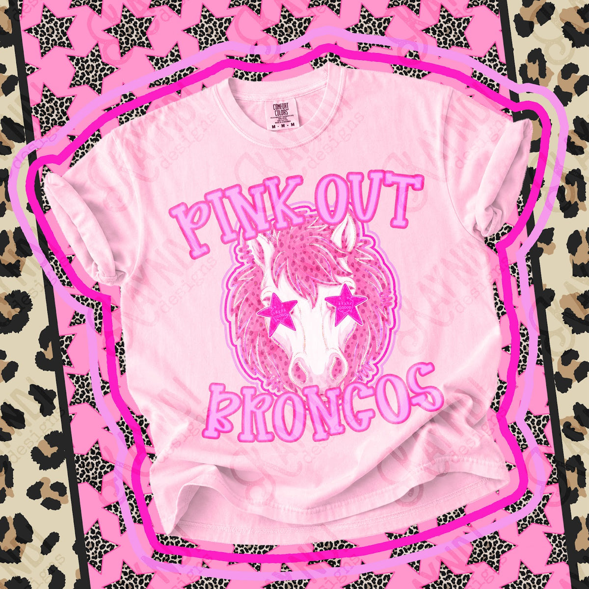 Pink Out Broncos 2 Top design mockup