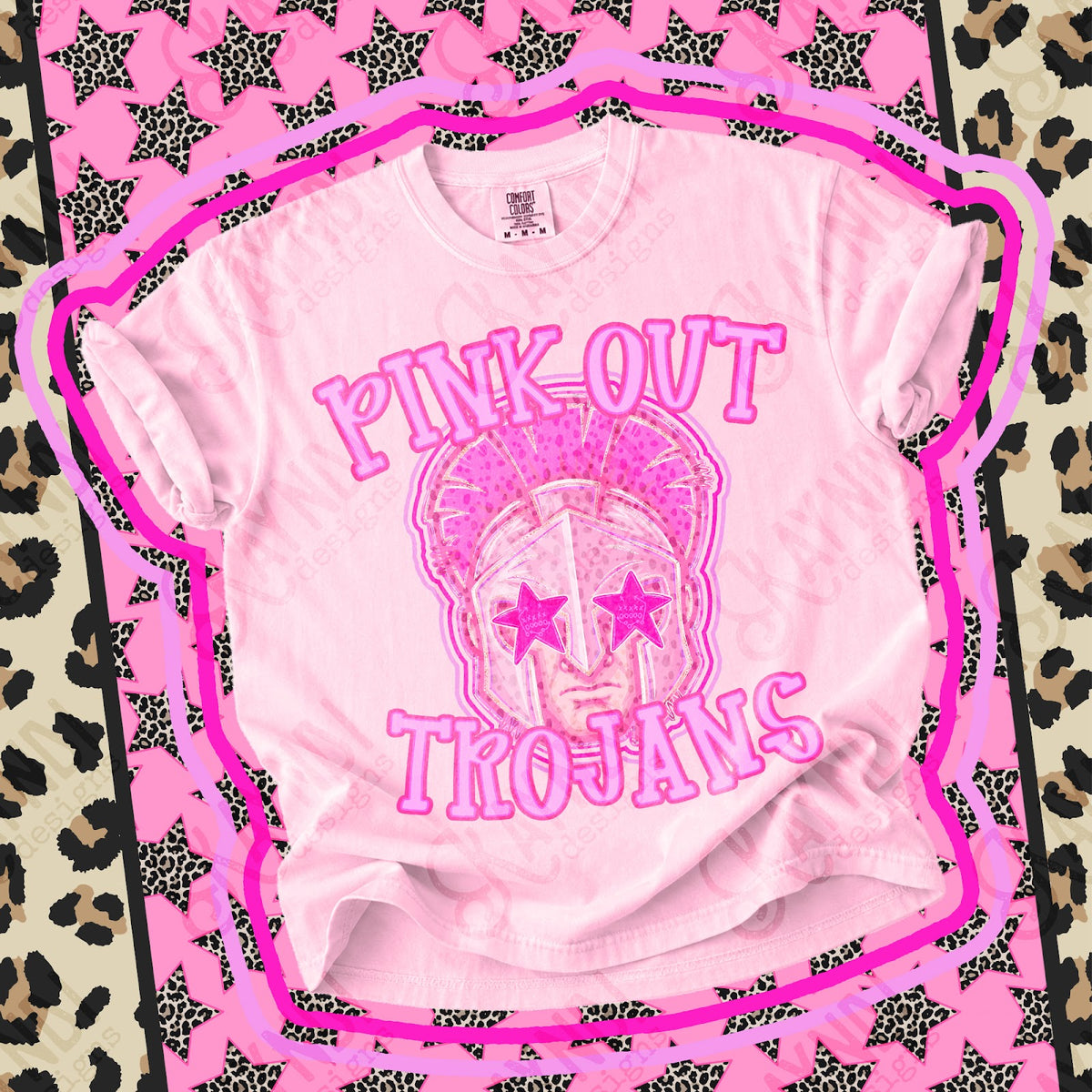 Pink Out Trojans Top design mockup