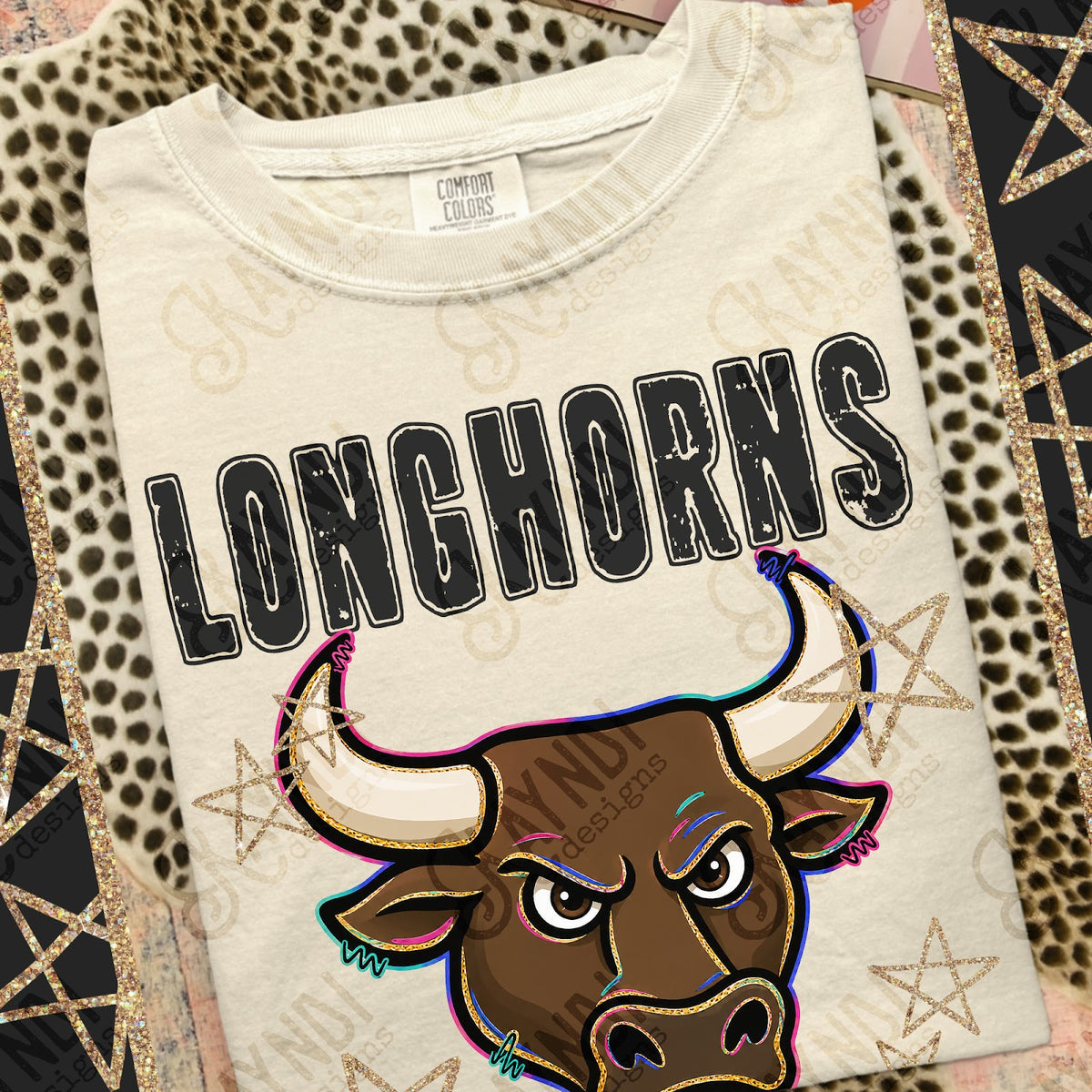Grunge Varsity Longhorns 3 Top