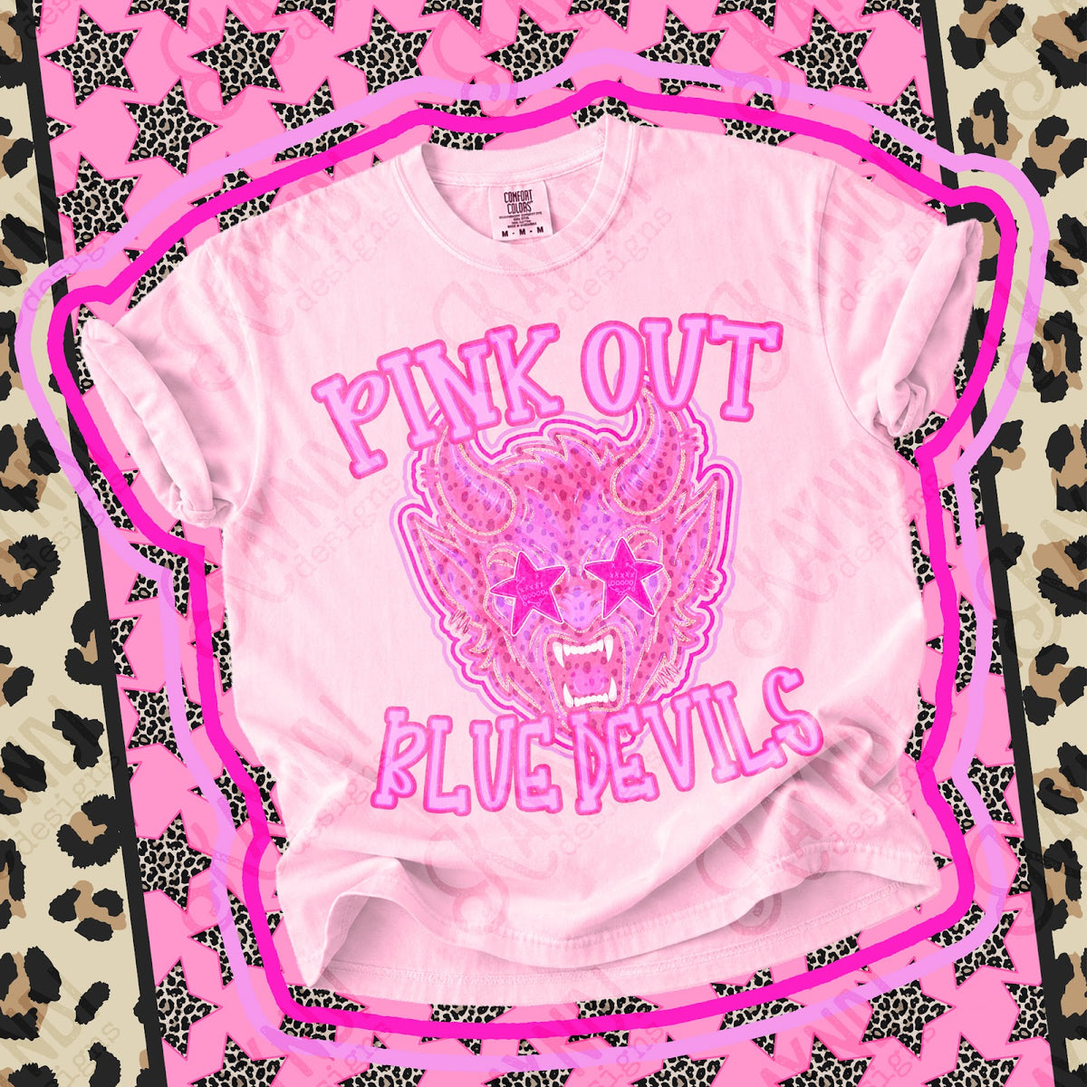 Pink Out Blue Devils Top design mockup