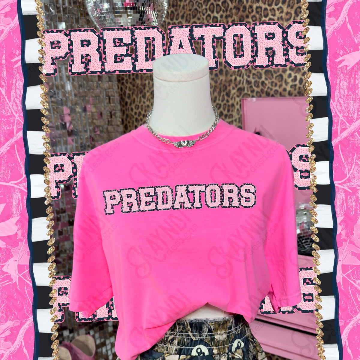 Varsity Stars Predators TropCowg CC Neon Pink Top
