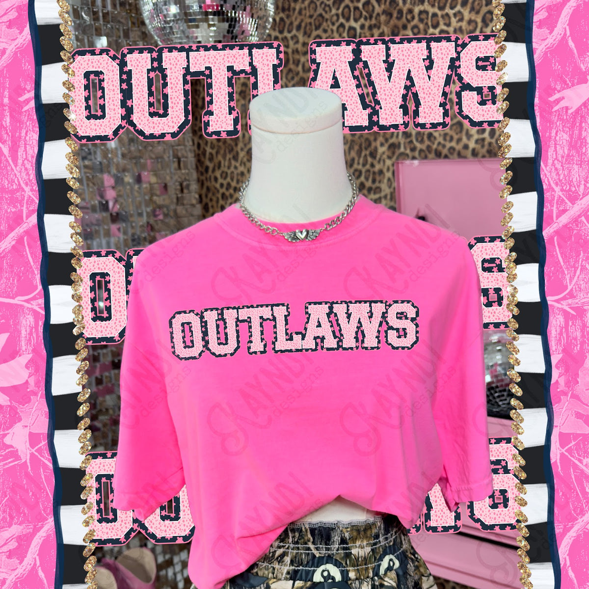 Varsity Stars Outlaws TropCowg CC Neon Pink Top