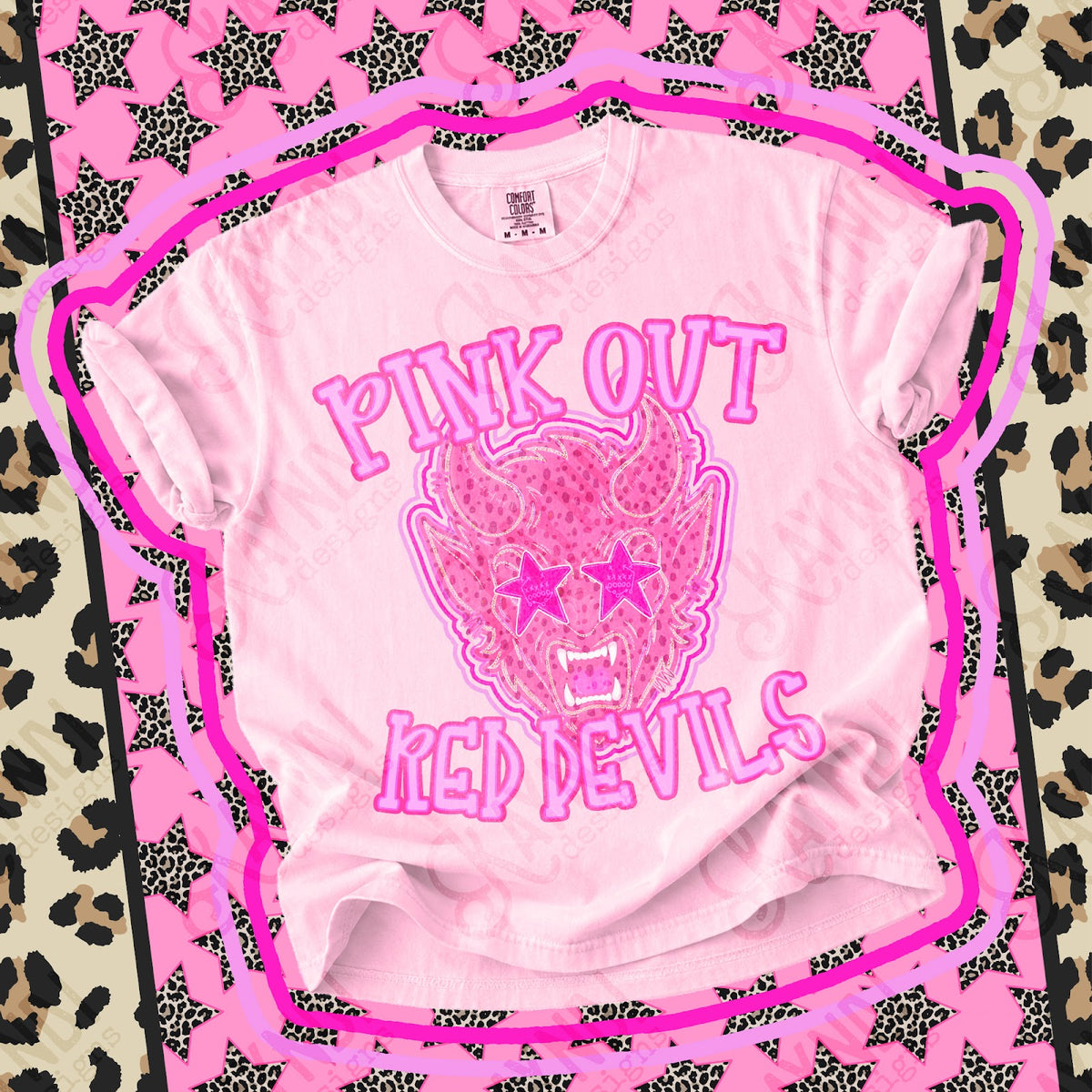 Pink Out Red Devils Top design mockup