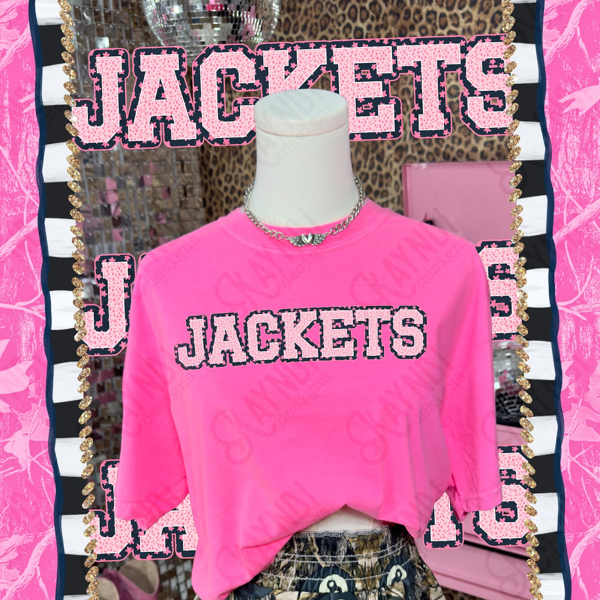 Varsity Stars Jackets TropCowg CC Neon Pink Top