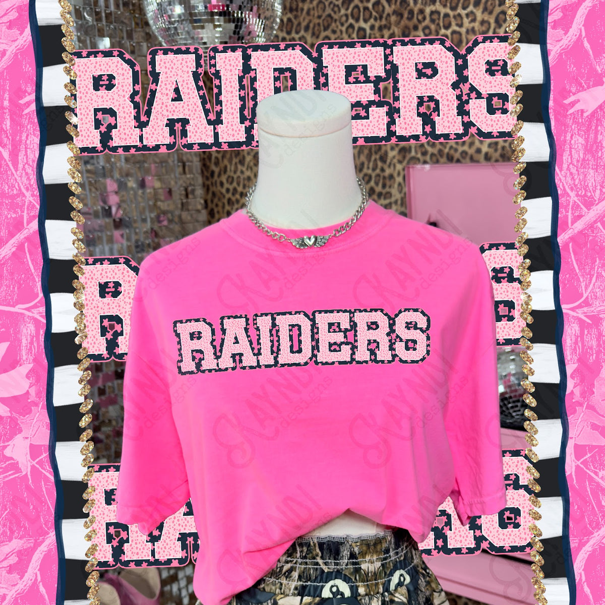 Varsity Stars Raiders TropCowg CC Neon Pink Top