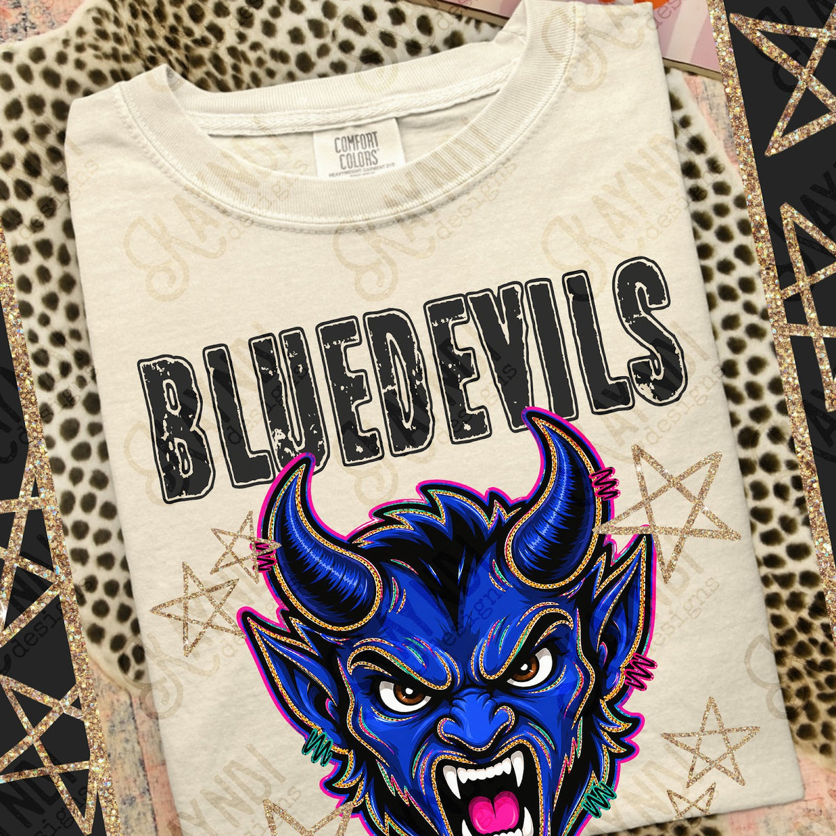 Grunge Varsity Blue Devils Top