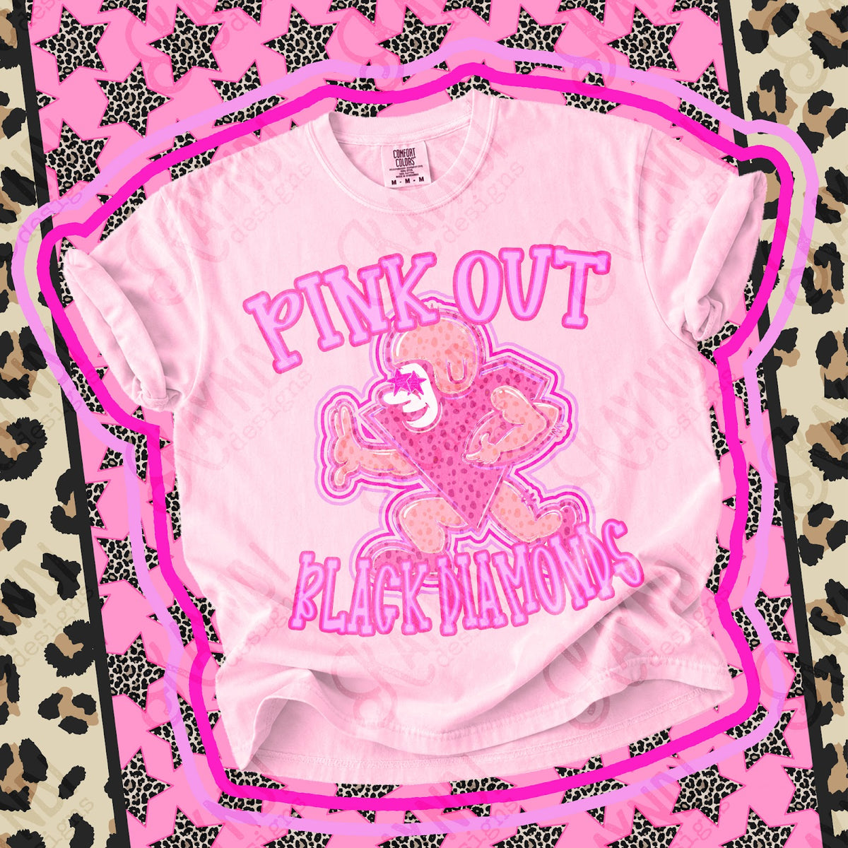 Pink Out Black Diamonds Top design mockup