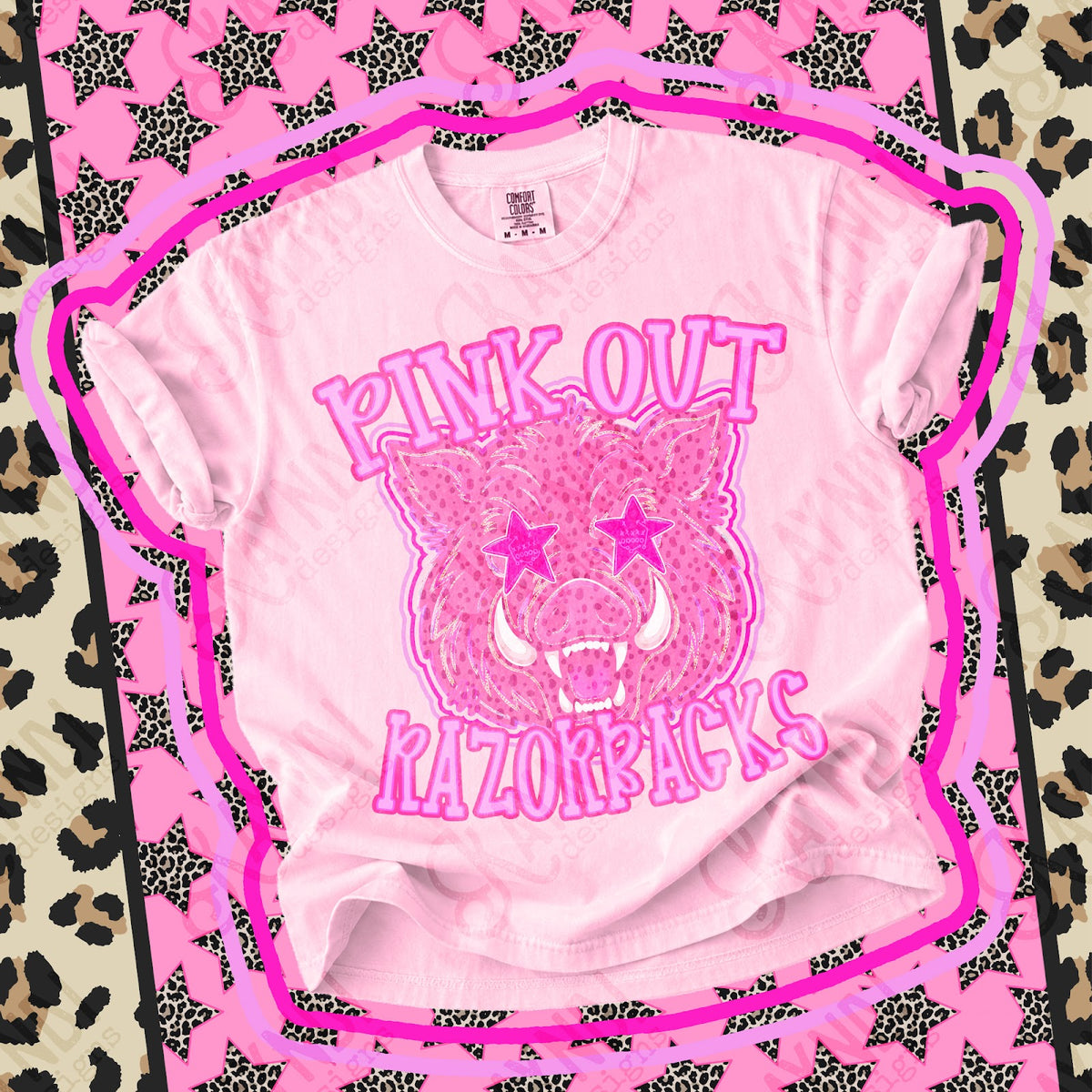 Pink Out Razorbacks Top design mockup