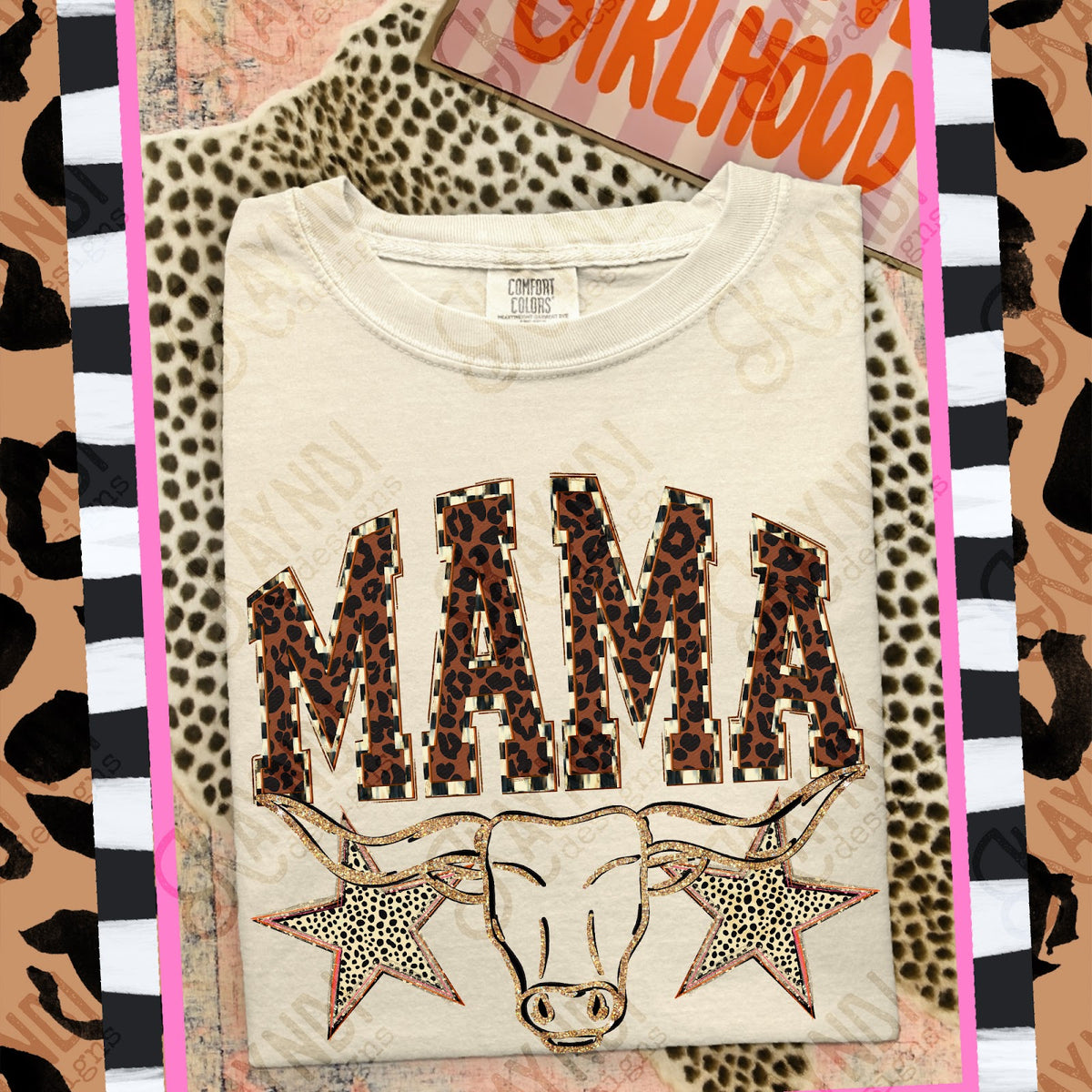 MAMA Longhorns Top design mockup