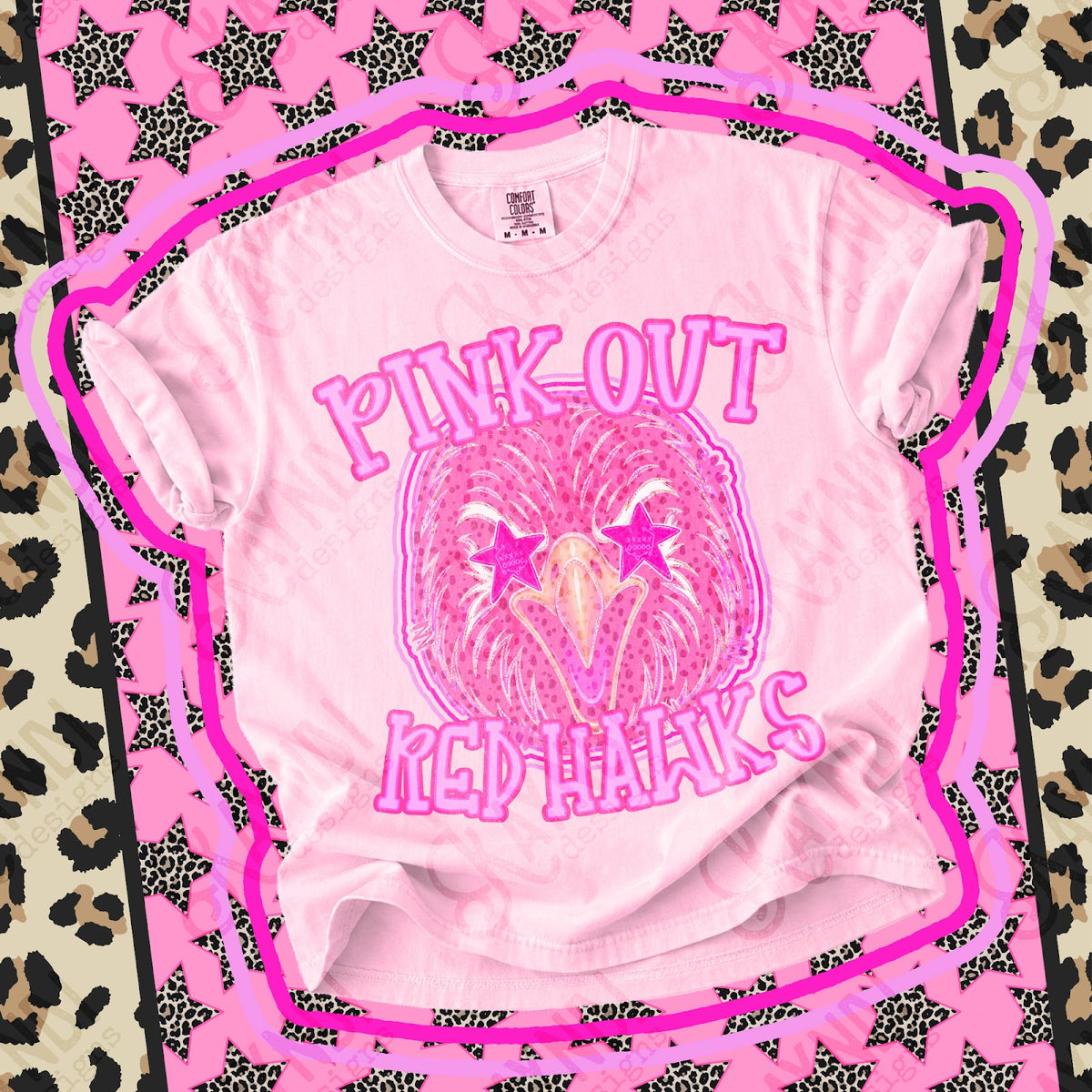 Pink Out Red Hawks Top design mockup