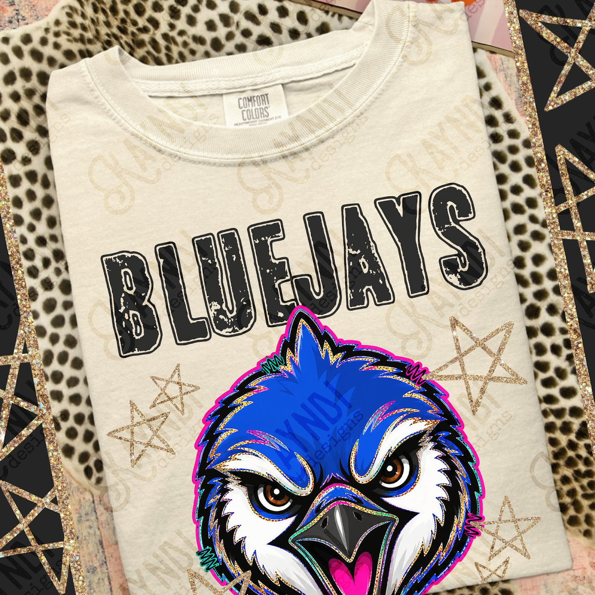 Grunge Varsity Blue Jays Top