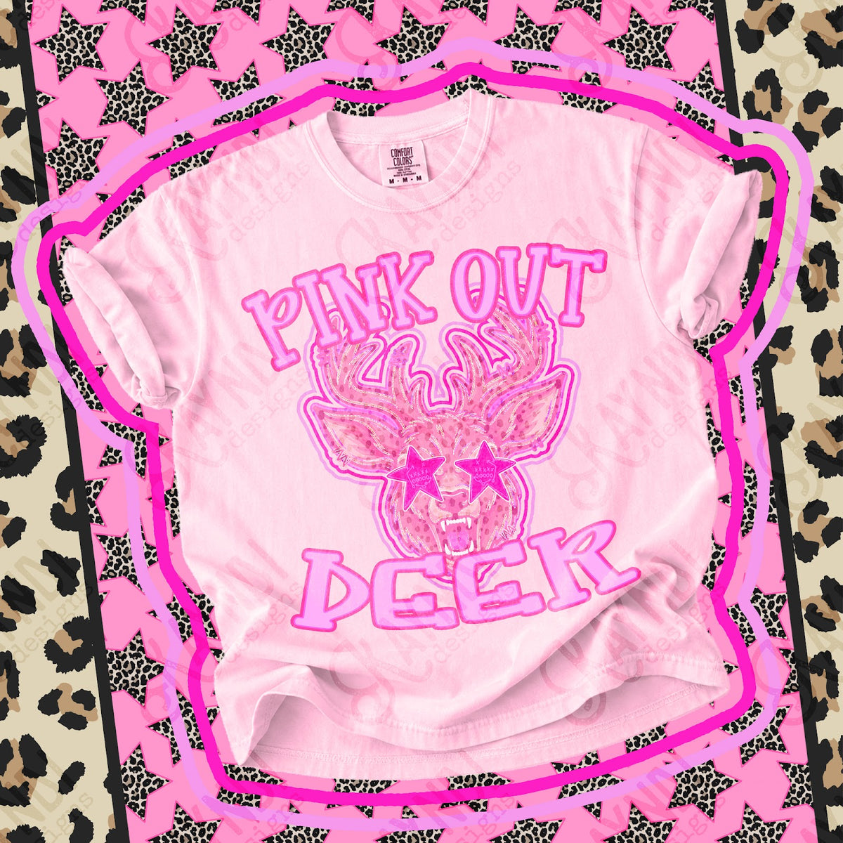 Pink Out Deer Top design mockup