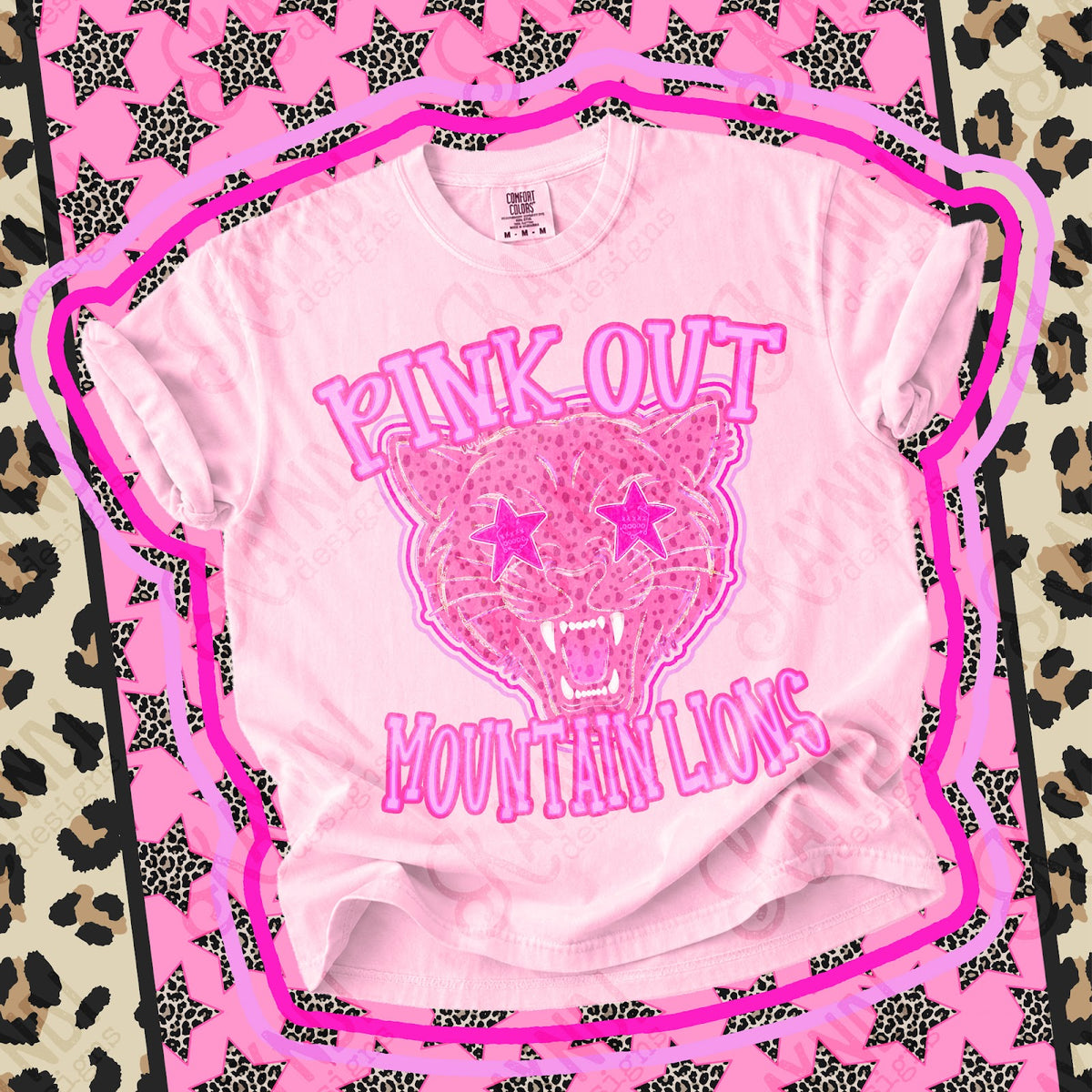 Pink Out Mountain Lions 2 Top design mockup