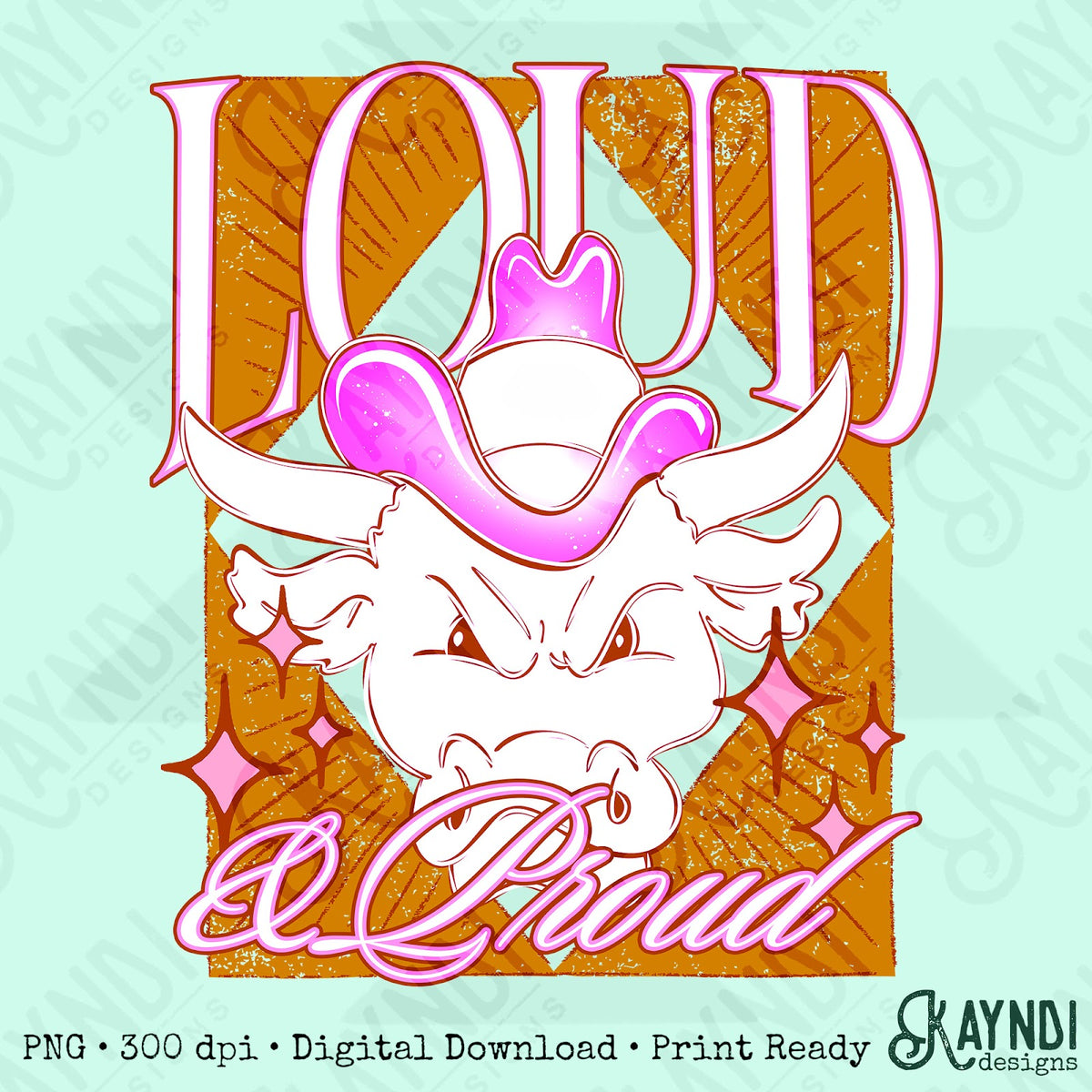 KayndiDesigns Loud and Proud Pink Longhorn Top
