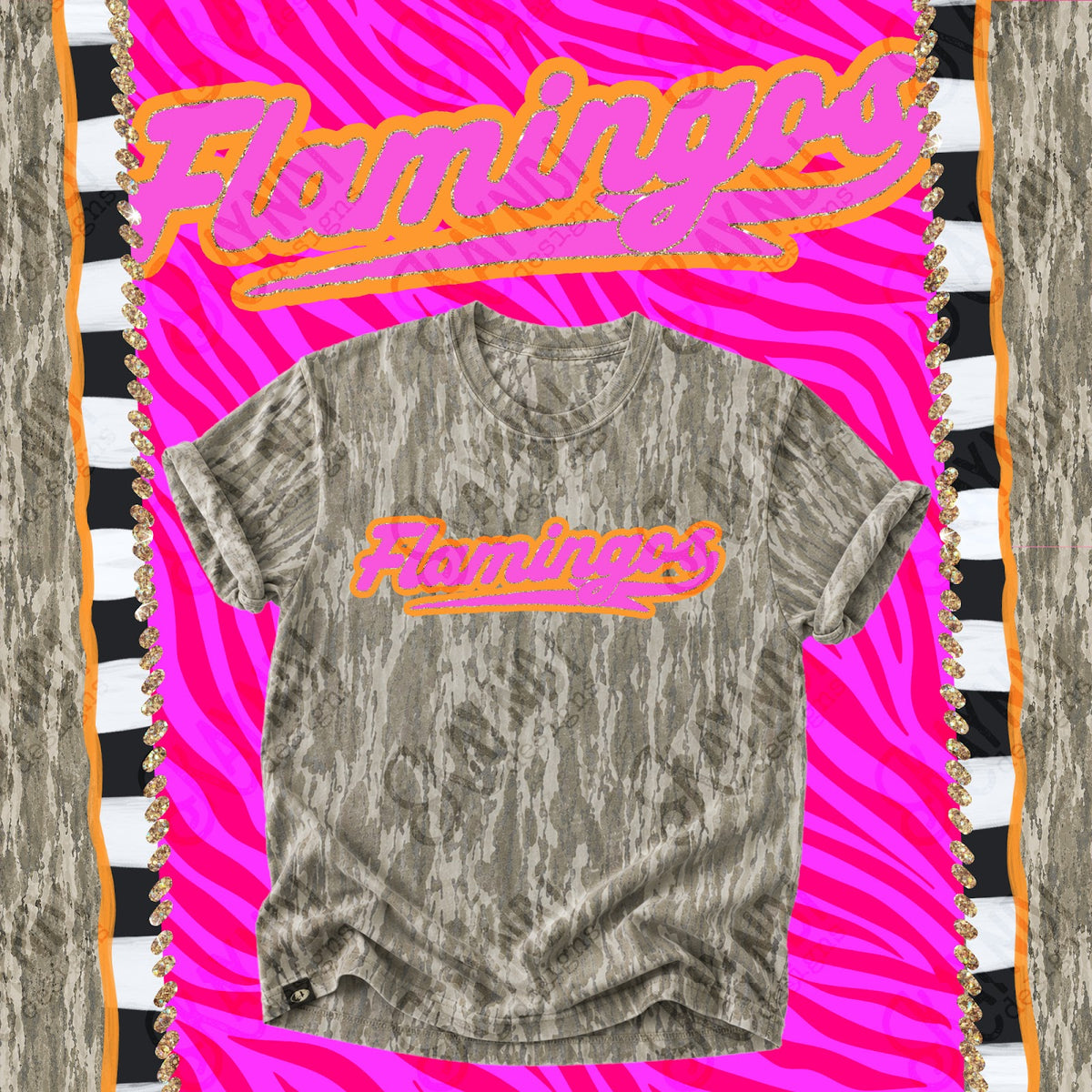 Prism Script Flamingos Top