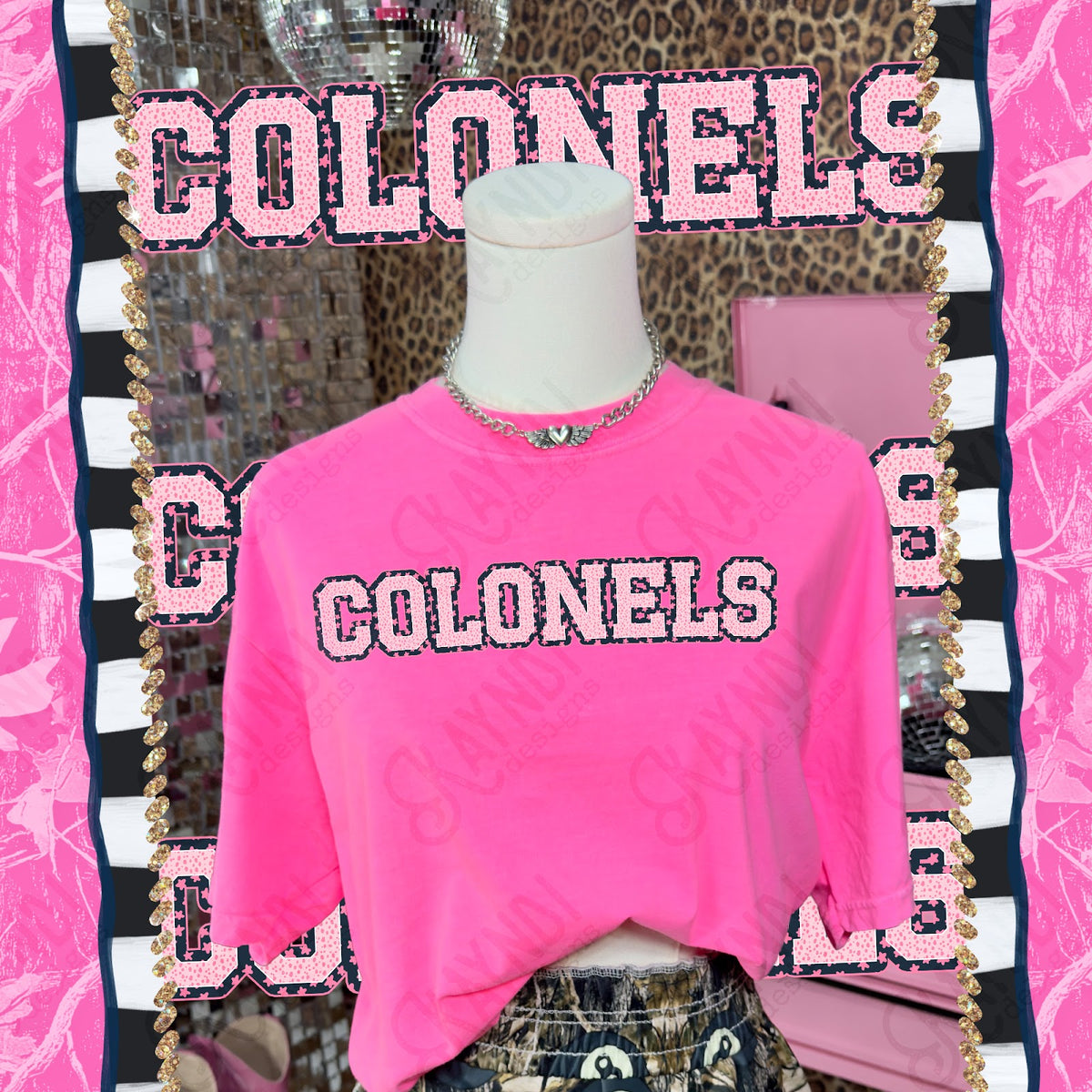 Varsity Stars Colonels TropCowg CC Neon Pink Top