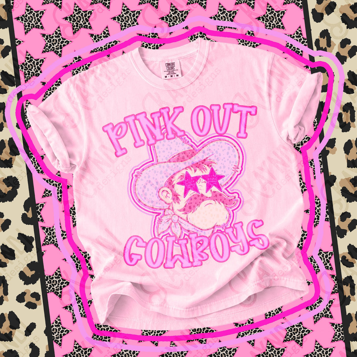 Pink Out Cowboys 3 Top design mockup