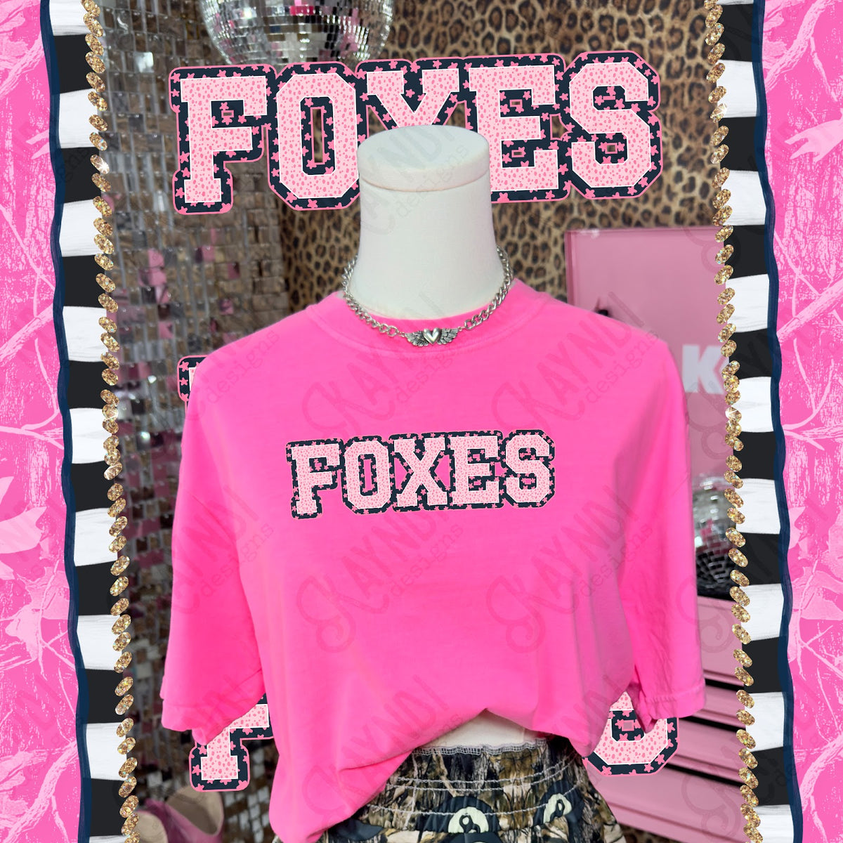 Varsity Stars Foxes TropCowg CC Neon Pink Top