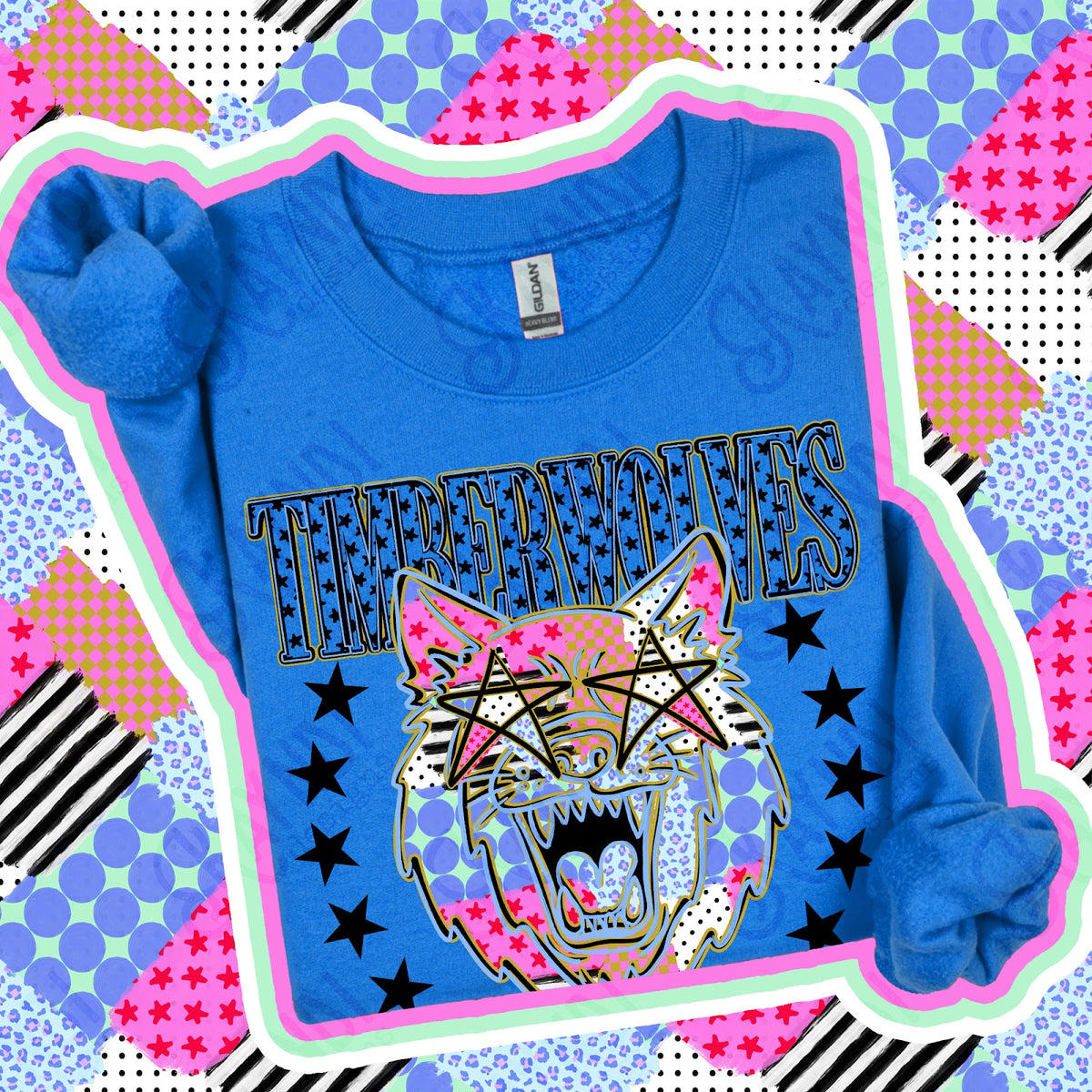 Patchwork Varisty Stars Timberwolves Top