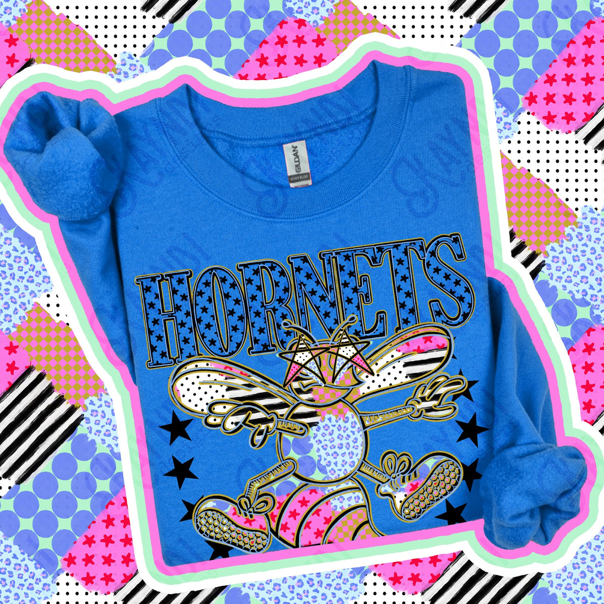 Patchwork Varisty Stars Hornets 2 Top