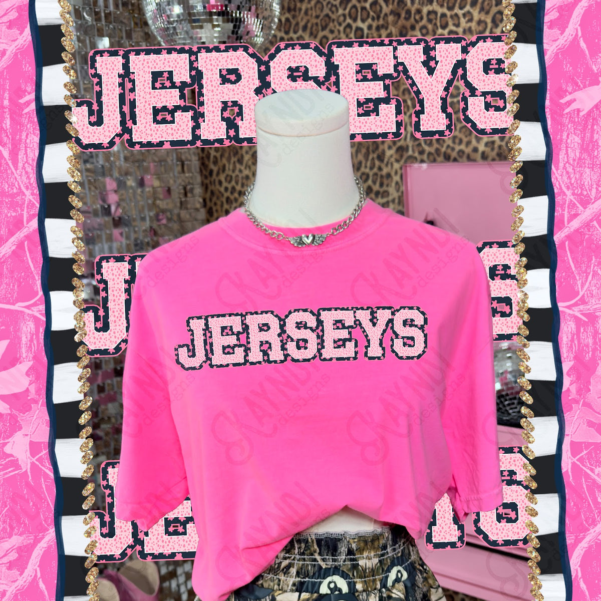 Varsity Stars Jerseys TropCowg CC Neon Pink Top