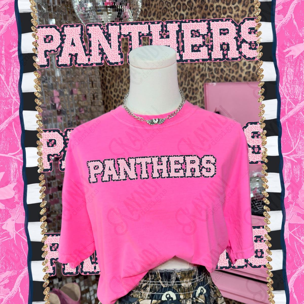 Varsity Stars Panthers TropCowg CC Neon Pink Top