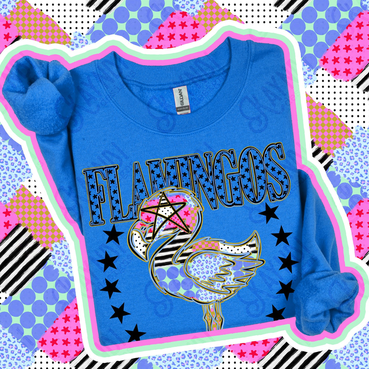 Patchwork Varisty Stars Flamingos 2 Top