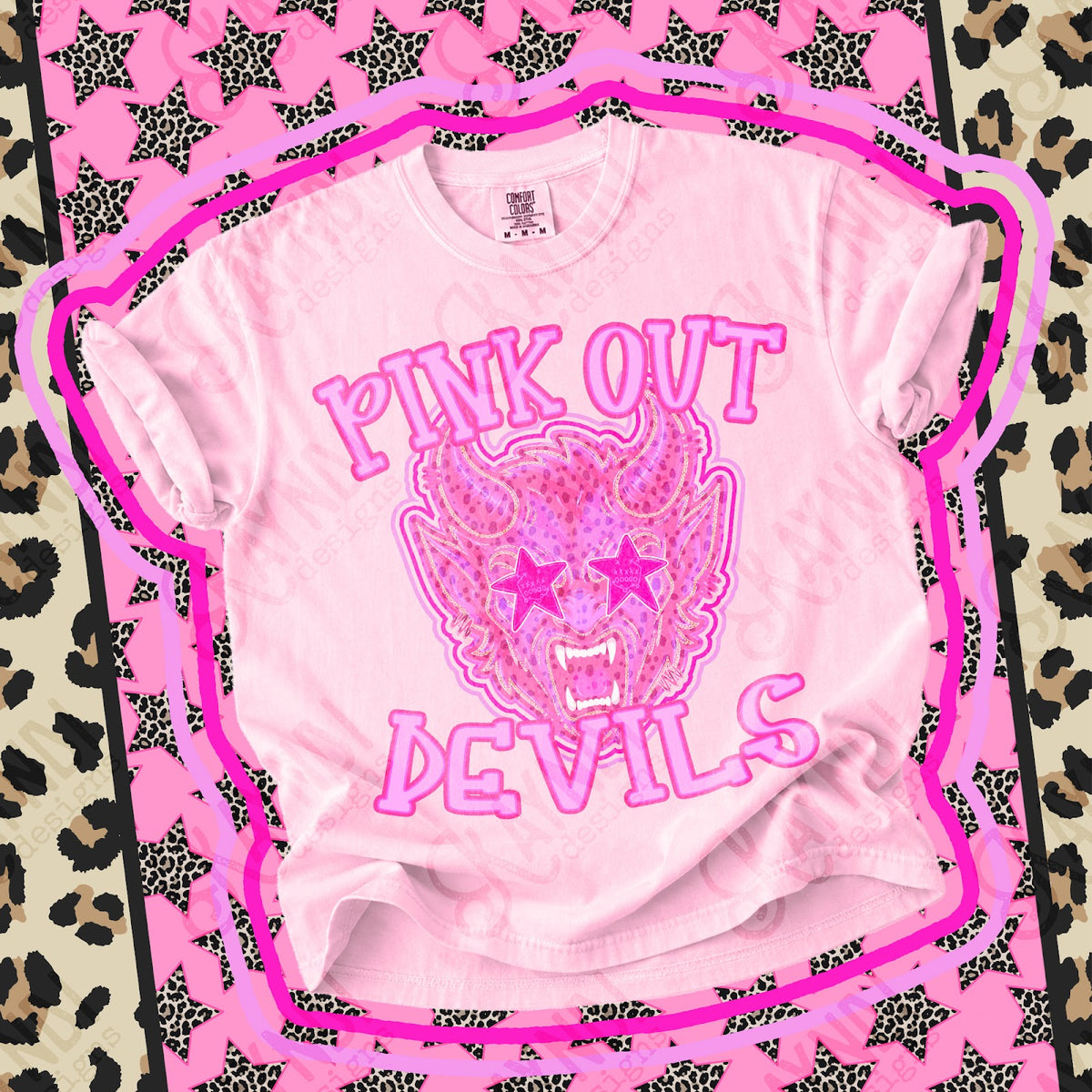 Pink Out Devils 2 Top design mockup