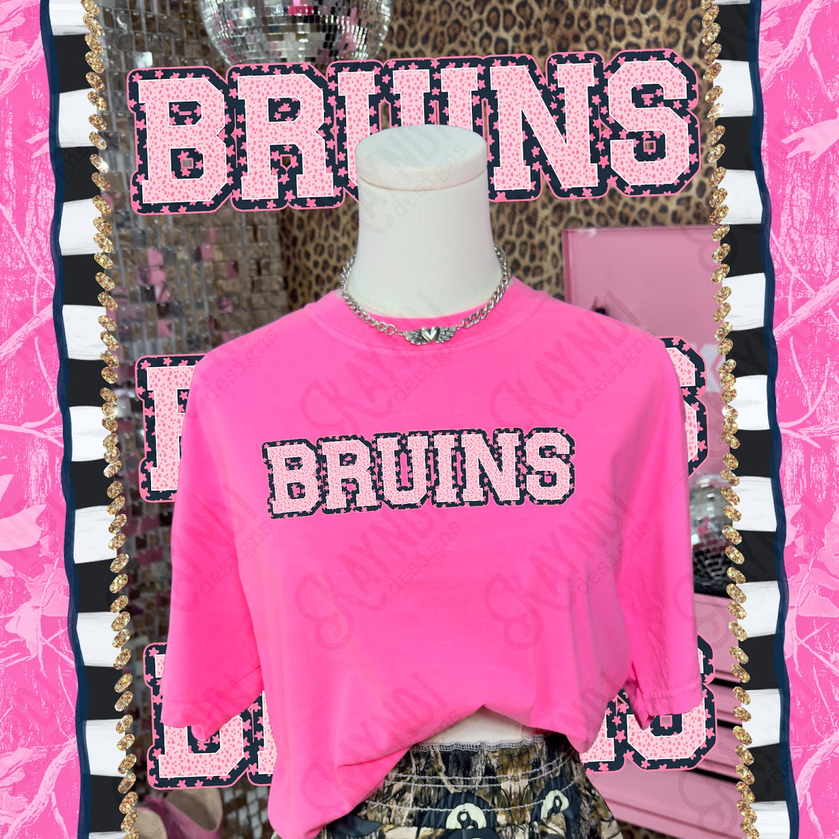 Varsity Stars Bruins TropCowg CC Neon Pink Top