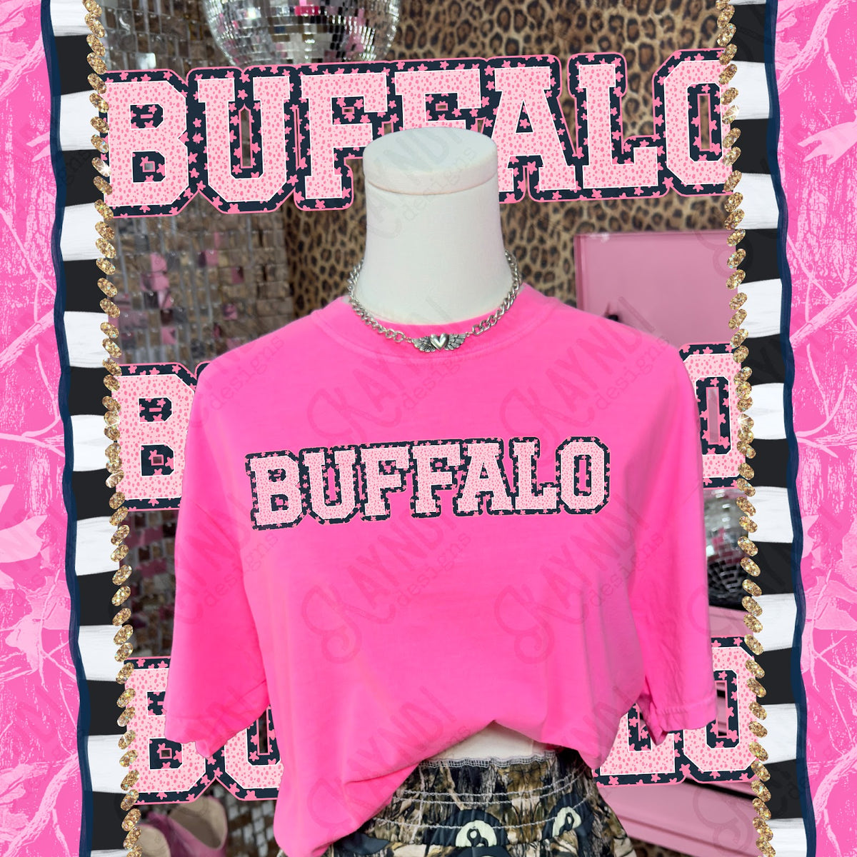 Varsity Stars Buffalo TropCowg CC Neon Pink Top