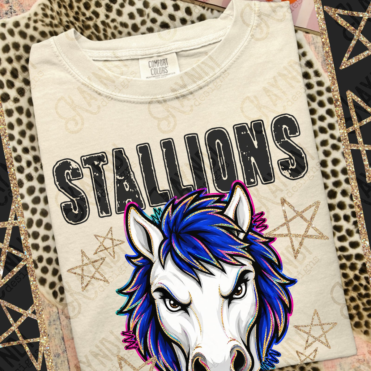 Grunge Varsity Stallions Top