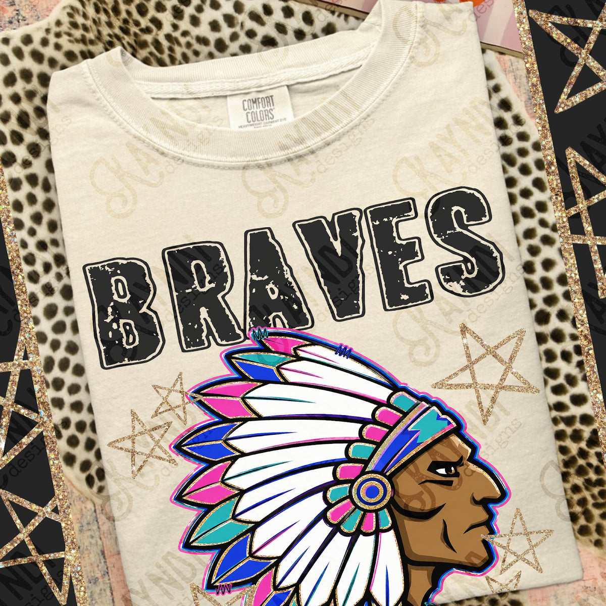 Grunge Varsity Braves 3 Top