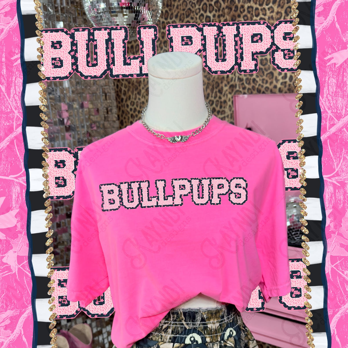 Varsity Stars Bullpups TropCowg CC Neon Pink Top