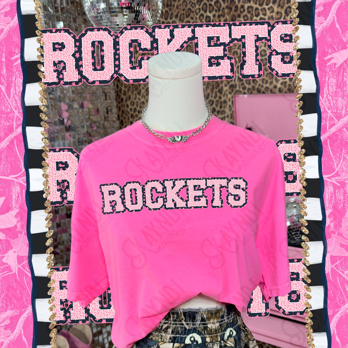 Varsity Stars Rockets TropCowg CC Neon Pink Top