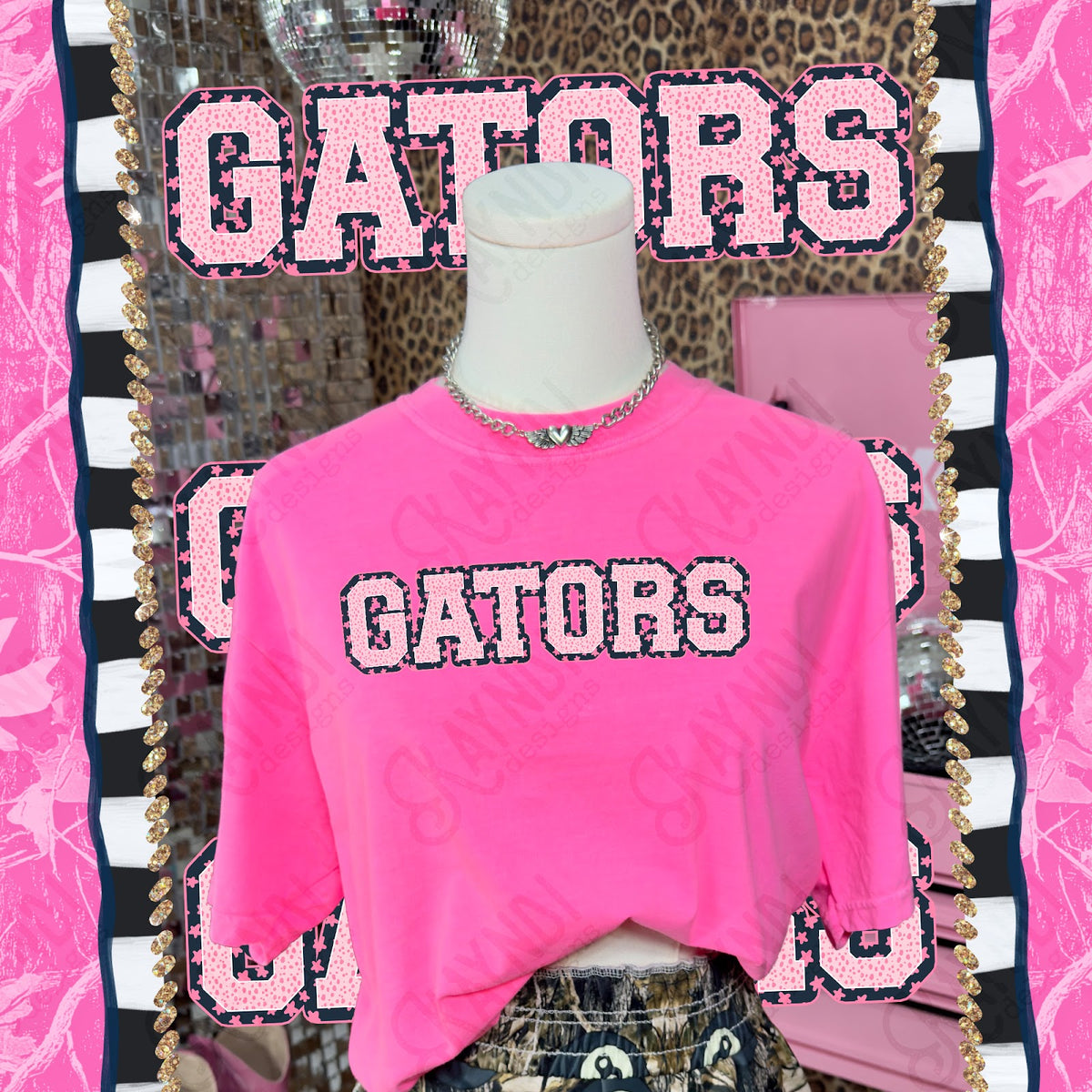 Varsity Stars Gators TropCowg CC Neon Pink Top