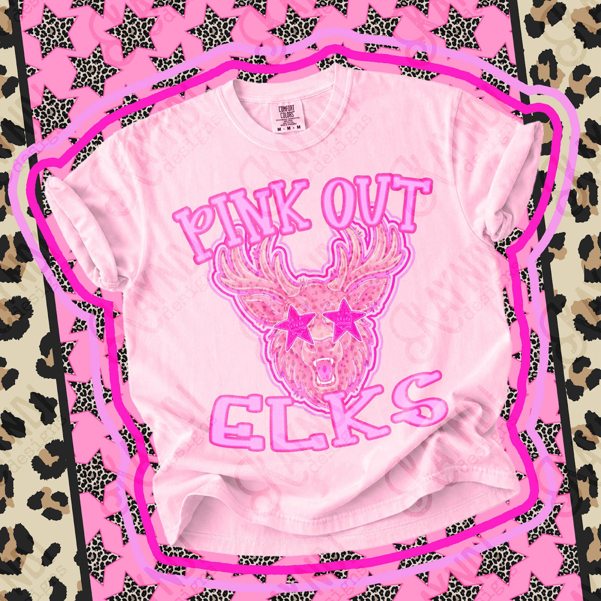 Pink Out Elks Top design mockup