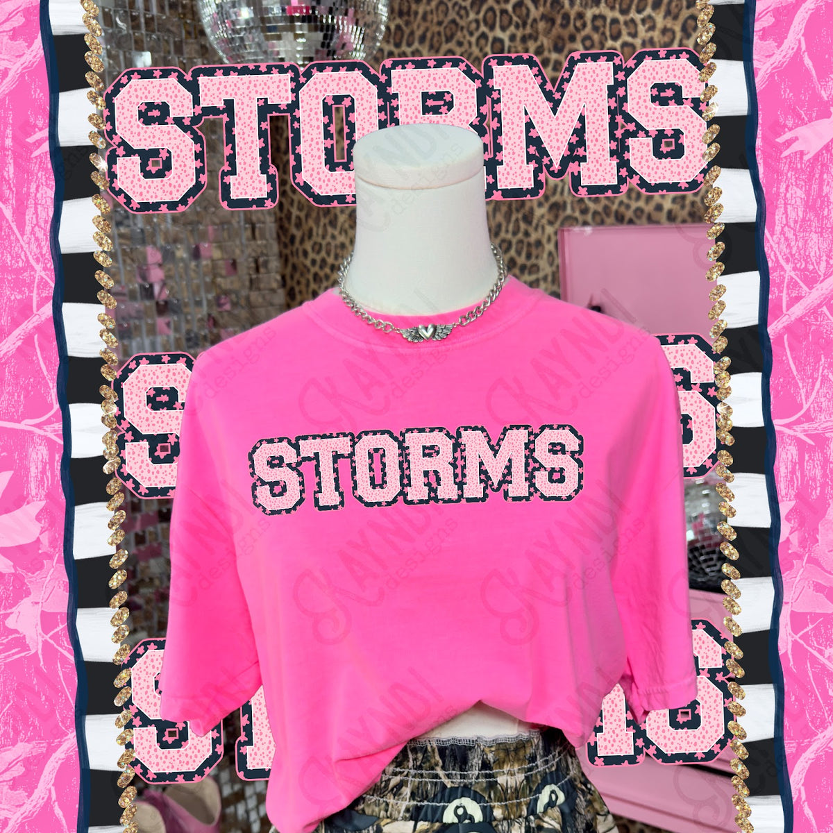 Varsity Stars Storms TropCowg CC Neon Pink Top