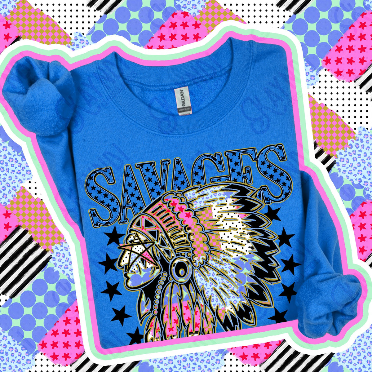 Patchwork Varisty Stars Savages Top