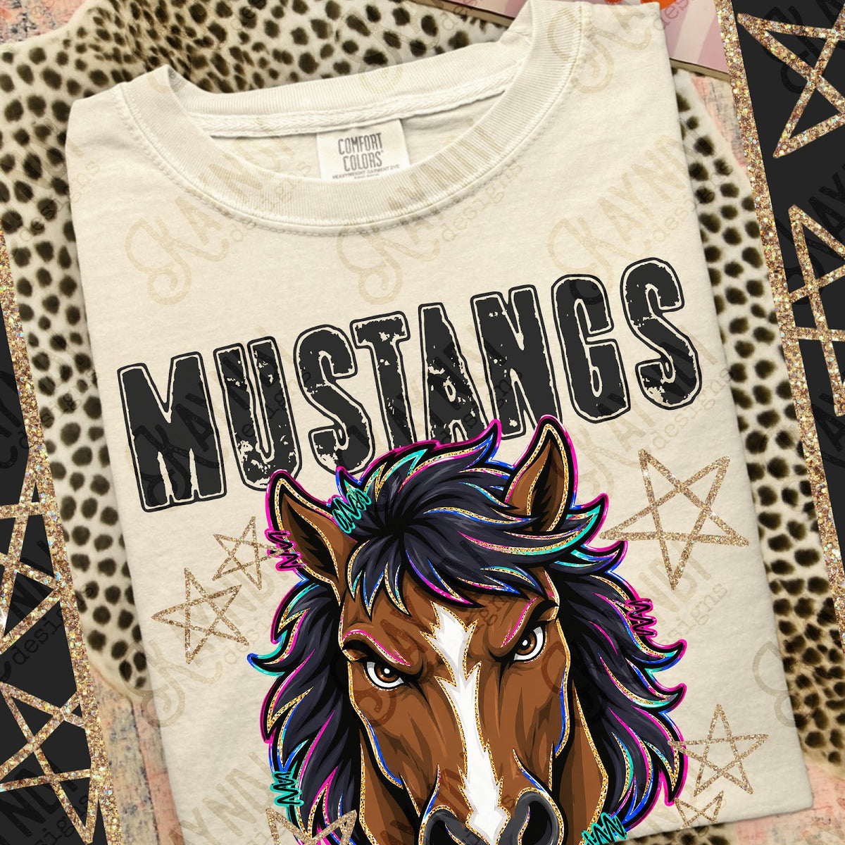 Grunge Varsity Mustangs 3 Top